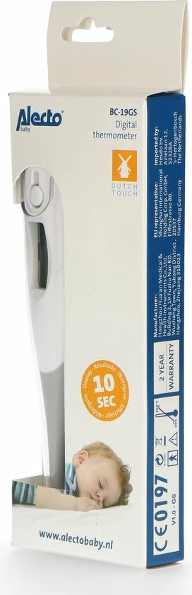 Alecto BC-19GS - Digitale Baby Thermometer - Rectaal - Grijs 10 Alecto BC-19GS - Digitale Baby Thermometer - Rectaal - Grijs - Afbeelding 8