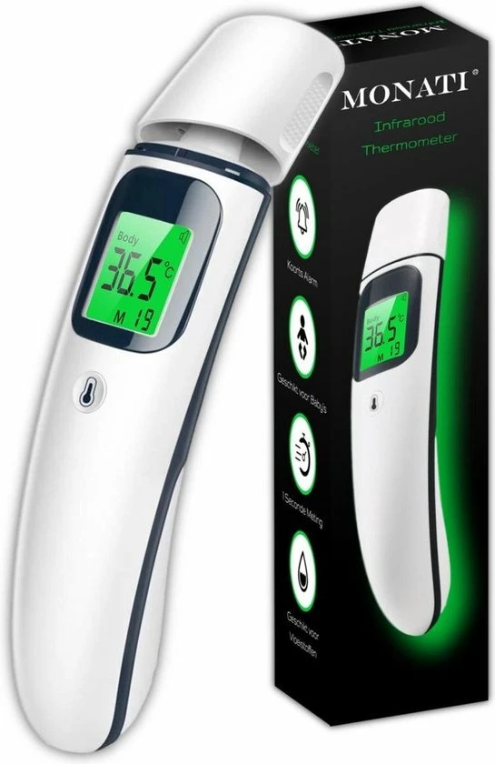 Monati 3 In 1 Infrarood Koortsthermometer - Nauwkeurige Meting Van Lichaam, Voorhoofd, Oor En Binnen - Voor Volwassenen En Baby's 3 Monati 3 In 1 Infrarood Koortsthermometer - Nauwkeurige Meting Van Lichaam, Voorhoofd, Oor En Binnen - Voor Volwassenen En Baby's