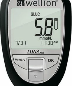 Wellion Luna Trio 3-in-1 Glucosemeter Startpakket (glucose, Cholesterol En Urinezuur) Inclusief 10 Glucose Strips - Zwart