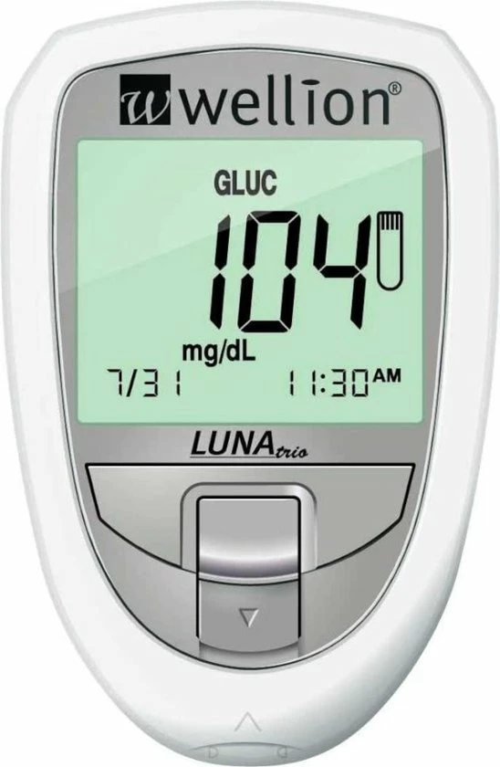 Wellion Luna Trio 3-in-1 Glucosemeter Startpakket Inclusief 10 Glucose Strips (glucose, Cholesterol En Urinezuur) - Wit