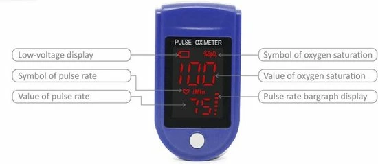 Jumper Medical Zuurstofmeter - Saturatiemeter - Oximeter - Hartslagmeter Vinger - HD LED Scherm - Incl Koord En Batterij - Afbeelding 3
