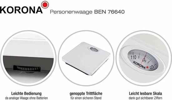Korona Ben- Analoge Personenweegschaal- Wit - Afbeelding 4
