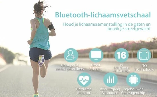 O'dor® Bluetooth Personenweegschaal - Weegschaal - Digitale Lichaamsanalyse - Meet Hartslag, Gewicht, Lichaamsvet, Spiermassa, BMI, Botmassa En Vetpercentage - Wit 13 O'dor® Bluetooth Personenweegschaal - Weegschaal - Digitale Lichaamsanalyse - Meet Hartslag, Gewicht, Lichaamsvet, Spiermassa, BMI, Botmassa En Vetpercentage - Wit - Afbeelding 11
