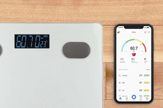Hyundai - Digitale Personenweegschaal Met Bluetooth En Lichaamsanalyse - Zilver - Afbeelding 2