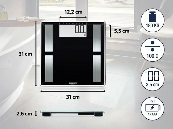 Soehnle Analyse Connect-personenweegschale Shape Sense Connect 50 Met Bluetooth® - 8 Personene - Zwart - Tot 180 Kg - Incl. Batterijen 9 Soehnle Analyse Connect-personenweegschale Shape Sense Connect 50 Met Bluetooth® - 8 Personene - Zwart - Tot 180 Kg - Incl. Batterijen - Afbeelding 7