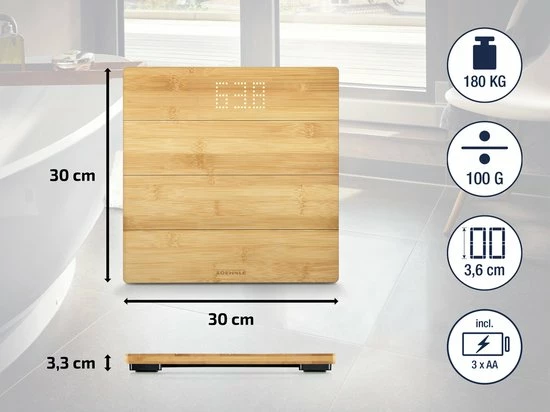 Soehnle Personenweegschaal Digitaal Style Sense Bamboo Magic - Tot 180 Kg - Incl. Batterijen - Afbeelding 7