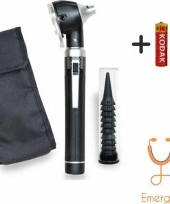 Emergesupply ™ - Otoscoop - Oorkijker - Zwart - Diagnostiek - Geneeskunde - LED Verlichting - Otoscope - Met Opberghoes - Inclusief 2 Batterijen - Dokter - Diergeneeskunde