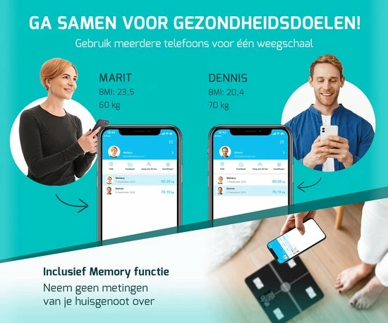 FITAGE® LCD Personenweegschaal - Weegschaal Met 17x Lichaamsanalyse - Vetpercentagemeter - FITAGE App 6 FITAGE® LCD Personenweegschaal - Weegschaal Met 17x Lichaamsanalyse - Vetpercentagemeter - FITAGE App - Afbeelding 4