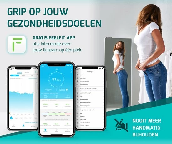 FITAGE® LCD Personenweegschaal - Weegschaal Met 17x Lichaamsanalyse - Vetpercentagemeter - FITAGE App 12 FITAGE® LCD Personenweegschaal - Weegschaal Met 17x Lichaamsanalyse - Vetpercentagemeter - FITAGE App - Afbeelding 10