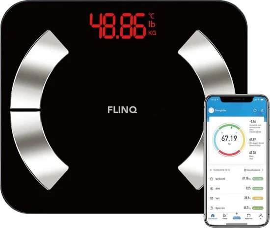 FlinQ Bluetooth Weegschaal - Personenweegschaal - Analyse App - Vetpercentage - Afbeelding 8