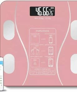 Merkloos Digitale Smart Weegschaal - Personenweegschaal - Met Lichaamsanalyse - USB Oplaadbaar - Met App - Roze
