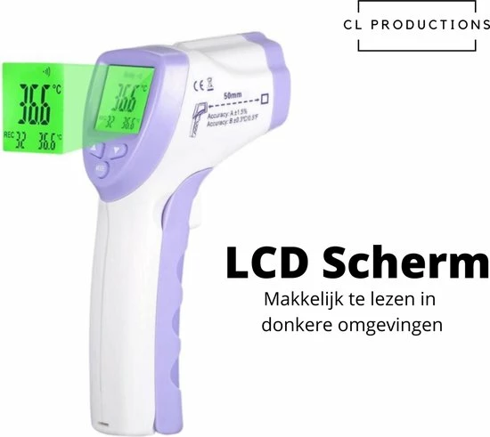 CL Products Infrarood Thermometer - Koorts Thermometer - Contactloze Thermometer - Thermometer Voorhoofd - Thermometer Lichaam - Mondkapje - Koortsthermometer Voor Volwassenen 5 CL Products Infrarood Thermometer - Koorts Thermometer - Contactloze Thermometer - Thermometer Voorhoofd - Thermometer Lichaam - Mondkapje - Koortsthermometer Voor Volwassenen - Afbeelding 3
