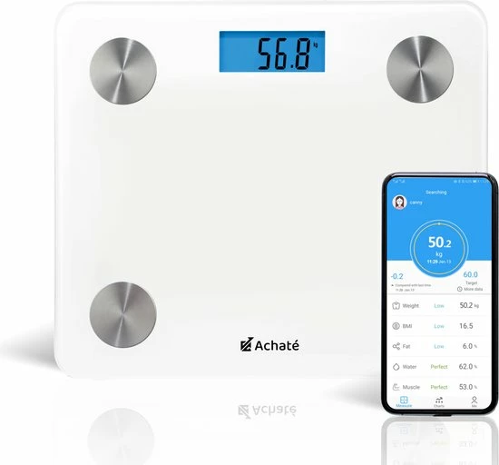 Achat? Slimme Weegschaal Met App - 12 Lichaamsanalyses - Smart Personenweegschaal - 8 Gebruikers - Incl Batterij - Wit 3 Achat? Slimme Weegschaal Met App - 12 Lichaamsanalyses - Smart Personenweegschaal - 8 Gebruikers - Incl Batterij - Wit