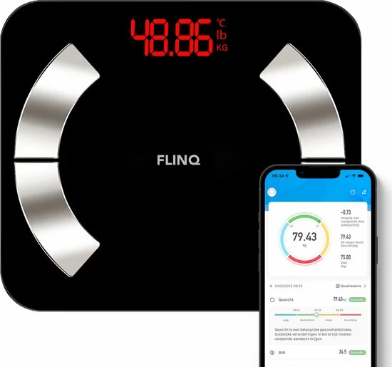 FlinQ Bluetooth Weegschaal - Personenweegschaal - Analyse App - Vetpercentage - Afbeelding 2