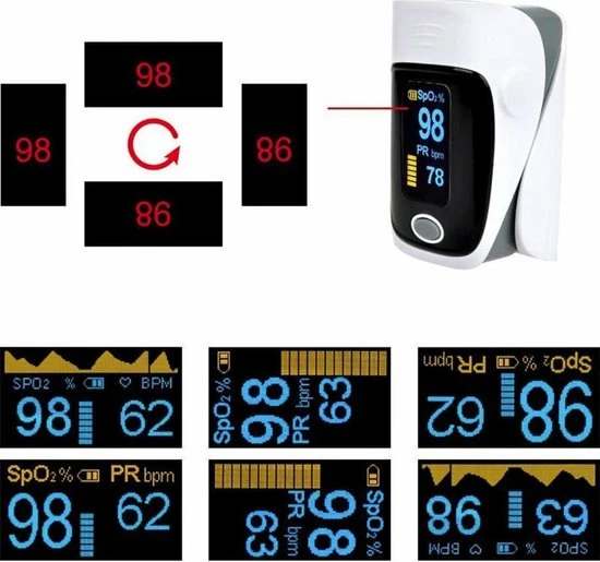 OPTIBLE Saturatiemeter Vinger ? Hartslagmeter - Zuurstofmeter- Pulse Oximeter - Digitale Saturatiemeter - Zuurstofmeter Vinger- Grijs, Inclusief Beschermhoes - Zwart Of Rood. 6 OPTIBLE Saturatiemeter Vinger ? Hartslagmeter - Zuurstofmeter- Pulse Oximeter - Digitale Saturatiemeter - Zuurstofmeter Vinger- Grijs, Inclusief Beschermhoes - Zwart Of Rood. - Afbeelding 4