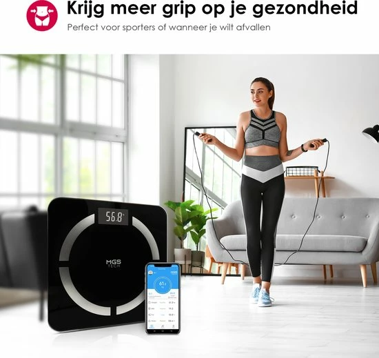 MGS Tech Slimme Personenweegschaal Met Volledig Lichaamsanalyse En Vetpercentage - Digitale Bluetooth Weegschaal Met App - Beste Koop 10 MGS Tech Slimme Personenweegschaal Met Volledig Lichaamsanalyse En Vetpercentage - Digitale Bluetooth Weegschaal Met App - Beste Koop - Afbeelding 8