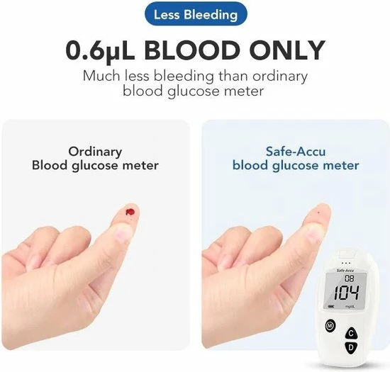 Sinocare Bloedglucose Meter ? Met 100 Test Strips En 100 Lancetten ? Diabetes ? Bloedsuiker Meter ? Bloedglucose Meter - Afbeelding 11