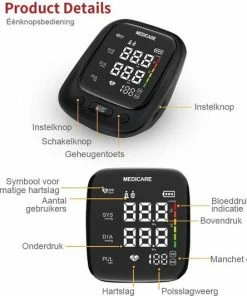 Medicare Bloeddrukmeter Bovenarm Met Spraakfunctie - Groot LED Scherm - Draagband - Zwart -Yunmai Shop 550x532 9