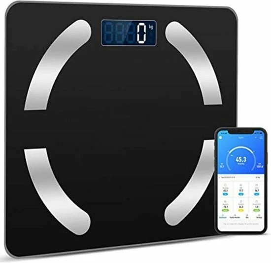 HealthyTech Weegschaal Personenweegschaal - Digitale Weegschaal Met Lichaamsanalyse - 12 Analyses