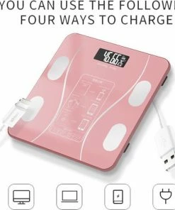 Merkloos Digitale Smart Weegschaal - Personenweegschaal - Met Lichaamsanalyse - USB Oplaadbaar - Met App - Roze -Yunmai Shop 550x534 7