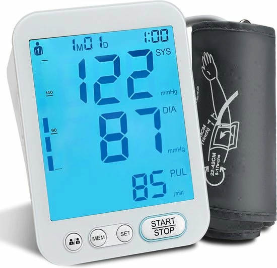 Alphamed U81D Bloeddrukmeter Bovenarm - Hartslagmeting - Geheugenfunctie - 22 42 Cm Manchet - Wit 3 Alphamed U81D Bloeddrukmeter Bovenarm - Hartslagmeting - Geheugenfunctie - 22 42 Cm Manchet - Wit