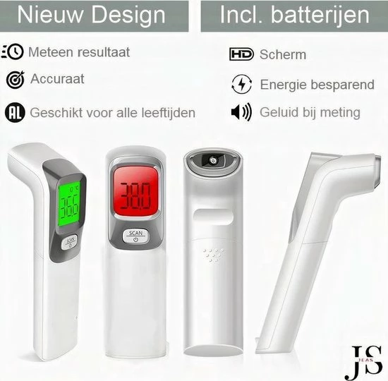 JEAS® - Thermometer Voorhoofd - Koortsthermometer- Infrarood Thermometer - Incl. Batterijen - Afbeelding 4