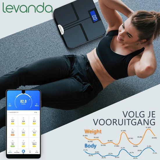 Levanda - Slimme Personen Weegschaal Met Lichaamsanalyse - Digitale Personenweegschaal Met App - Smart Scale Vetpercentage 11 Levanda - Slimme Personen Weegschaal Met Lichaamsanalyse - Digitale Personenweegschaal Met App - Smart Scale Vetpercentage - Afbeelding 9
