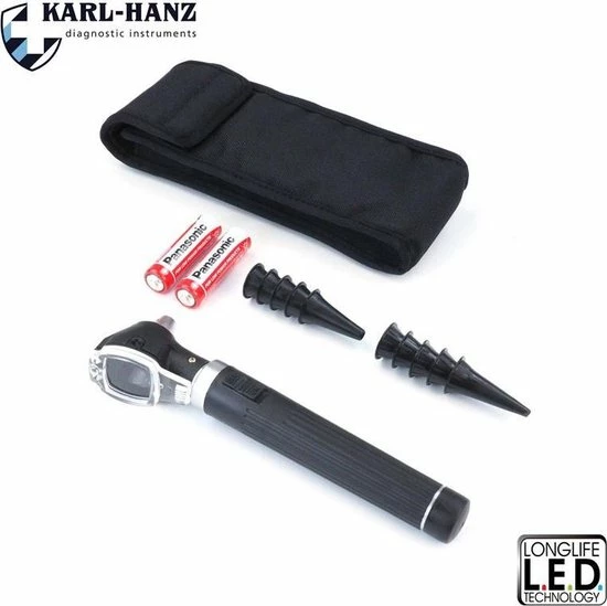 Karl-Hanz Fiber Optic Otoscoop Zwart Met LED Verlichting 3 Karl-Hanz Fiber Optic Otoscoop Zwart Met LED Verlichting