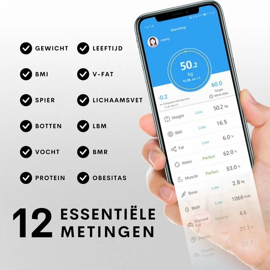 Achat? Slimme Weegschaal Met App - 12 Lichaamsanalyses - Smart Personenweegschaal - 8 Gebruikers - Incl Batterij - Wit 8 Achat? Slimme Weegschaal Met App - 12 Lichaamsanalyses - Smart Personenweegschaal - 8 Gebruikers - Incl Batterij - Wit - Afbeelding 6