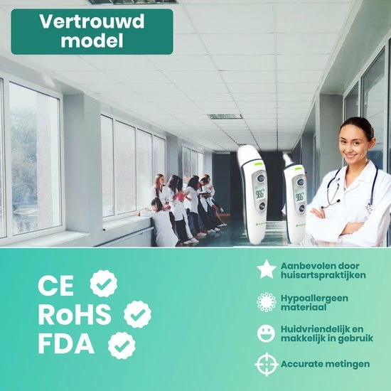 Hillar 4 In 1 Infrarood Thermometer Baby - Oorthermometer - Digitale Thermometer Voorhoofd - Koortsthermometer Oor - Afbeelding 4