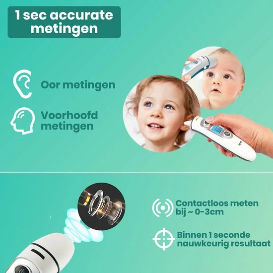 Hillar 4 In 1 Infrarood Thermometer Baby - Oorthermometer - Digitale Thermometer Voorhoofd - Koortsthermometer Oor - Afbeelding 5