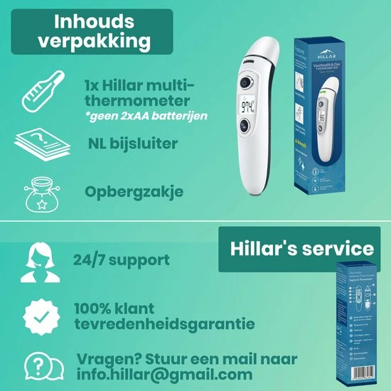 Hillar 4 In 1 Infrarood Thermometer Baby - Oorthermometer - Digitale Thermometer Voorhoofd - Koortsthermometer Oor - Afbeelding 7