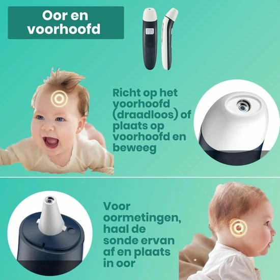 Hillar 4 In 1 Infrarood Thermometer Baby - Oorthermometer - Digitale Thermometer Voorhoofd - Koortsthermometer Oor - Afbeelding 8