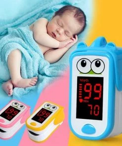 Merkloos Blauwe Kinderen Bloed Zuurstofmeter - Baby Oximeter - Hartslagmeter - Saturatiemeter ? Inclusief Beschermhoes