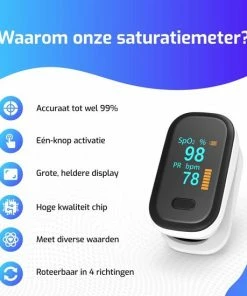 Mikaben Saturatiemeter - Oximeter Met Hartslagmeter - Incl. Draagkoord & Opberghoes - Best Getest - CE Gecertificeerd -Yunmai Shop 550x550 138
