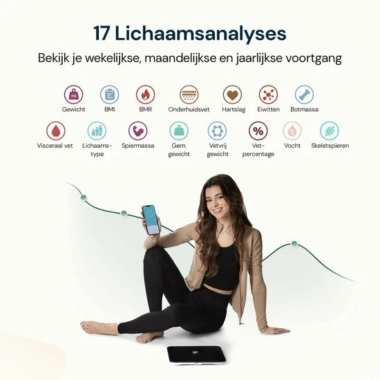 Sacoma Slimme Weegschaal – Smart Digitale Personenweegschaal - Met 17x Lichaamsanalyse – Vetpercentagemeter - Black Friday 2022 6 Sacoma Slimme Weegschaal – Smart Digitale Personenweegschaal - Met 17x Lichaamsanalyse – Vetpercentagemeter - Black Friday 2022 - Afbeelding 4