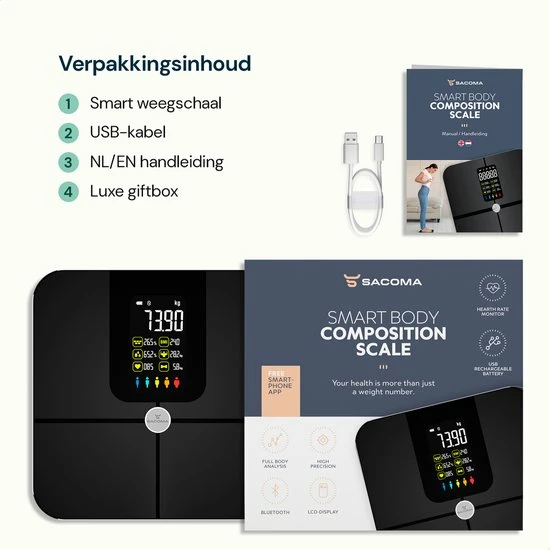Sacoma Slimme Weegschaal – Smart Digitale Personenweegschaal - Met 17x Lichaamsanalyse – Vetpercentagemeter - Black Friday 2022 12 Sacoma Slimme Weegschaal – Smart Digitale Personenweegschaal - Met 17x Lichaamsanalyse – Vetpercentagemeter - Black Friday 2022 - Afbeelding 10