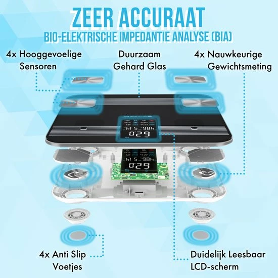 Silvergear Premium Slimme Weegschaal Met Hartslagmeter ? 17x Lichaamsanalyse Metingen - Gratis App - Zwart 4 Silvergear Premium Slimme Weegschaal Met Hartslagmeter ? 17x Lichaamsanalyse Metingen - Gratis App - Zwart - Afbeelding 2