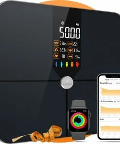 E.volve Premium Slimme Weegschaal - 16x Lichaamsanalyse O.a. Vetpercentage - Digitale Personenweegschaal Met App - Bluetooth - Inclusief Analyse App