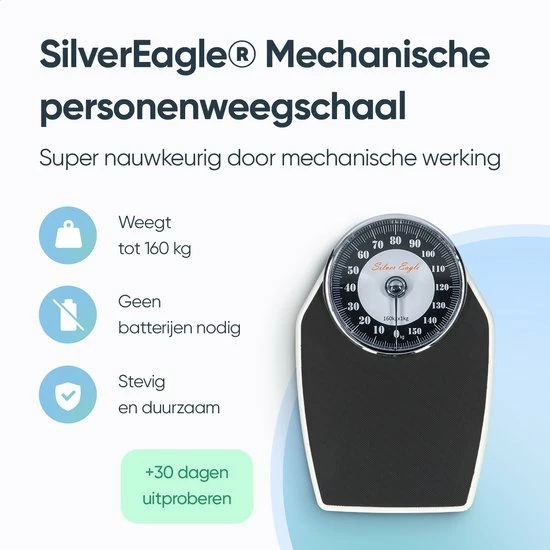 Silver Eagle ? Analoge Personenweegschaal 160 Kg ? Retro Analoge Weegschaal - Zwart 5 Silver Eagle ? Analoge Personenweegschaal 160 Kg ? Retro Analoge Weegschaal - Zwart - Afbeelding 3