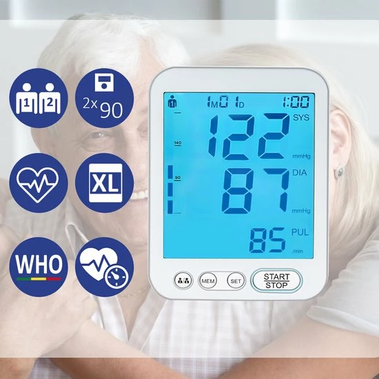 Alphamed U81D Bloeddrukmeter Bovenarm - Hartslagmeting - Geheugenfunctie - 22 42 Cm Manchet - Wit 4 Alphamed U81D Bloeddrukmeter Bovenarm - Hartslagmeting - Geheugenfunctie - 22 42 Cm Manchet - Wit - Afbeelding 2