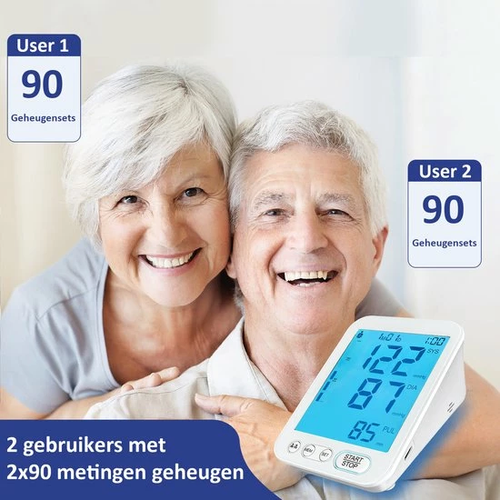 Alphamed U81D Bloeddrukmeter Bovenarm - Hartslagmeting - Geheugenfunctie - 22 42 Cm Manchet - Wit 5 Alphamed U81D Bloeddrukmeter Bovenarm - Hartslagmeting - Geheugenfunctie - 22 42 Cm Manchet - Wit - Afbeelding 3