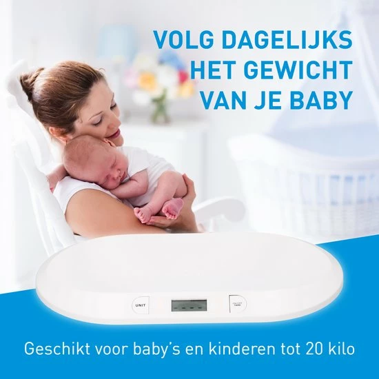 Grundig Babyweegschaal - Digitaal - 10 Gram Nauwkeurig - Max 20 Kilo - Tare-Functie - Wit - Afbeelding 4
