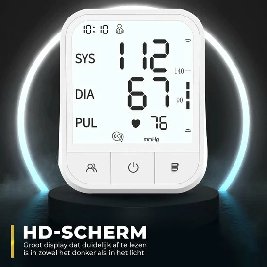 MostEssential Premium Bloeddrukmeter Bovenarm - Hartslagmeter - Inclusief Opbergtas En Batterijen - 200 Metingen Geheugen - Afbeelding 2