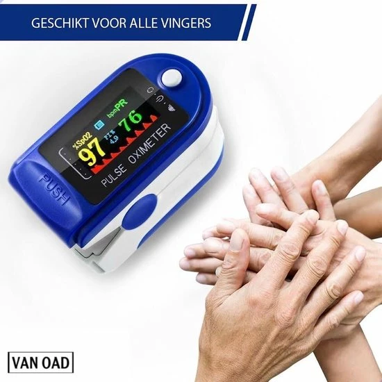 Merkloos Zuurstof- Hartslagmeter - Saturatiemeter - Blauw Wit - Afbeelding 7