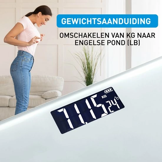 Grundig Weegschaal - Digitale Personenweegschaal - 50 Gram Nauwkeurig - 2 Tot 180 Kilo - Wit 6 Grundig Weegschaal - Digitale Personenweegschaal - 50 Gram Nauwkeurig - 2 Tot 180 Kilo - Wit - Afbeelding 4