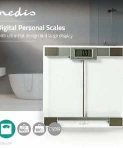 Nedis Personenweegschaal | Digitaal | Transparant | Gehard Glas | Maximaal Weegvermogen: 180 Kg