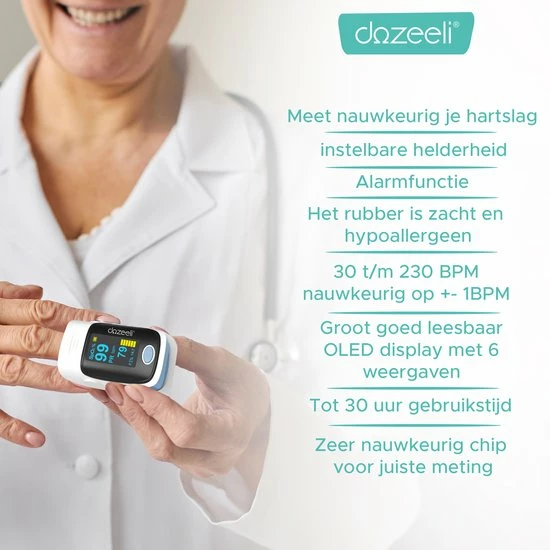 Dozeeli? Saturatiemeter Zuurstofmeter Vinger - Oximeter - FAGG Medische Kwalificatie En Inspectie + CE - NL Handleiding - Opberghoes Koord + Panasonic Batteijen - Blauw 9 Dozeeli? Saturatiemeter Zuurstofmeter Vinger - Oximeter - FAGG Medische Kwalificatie En Inspectie + CE - NL Handleiding - Opberghoes Koord + Panasonic Batteijen - Blauw - Afbeelding 7