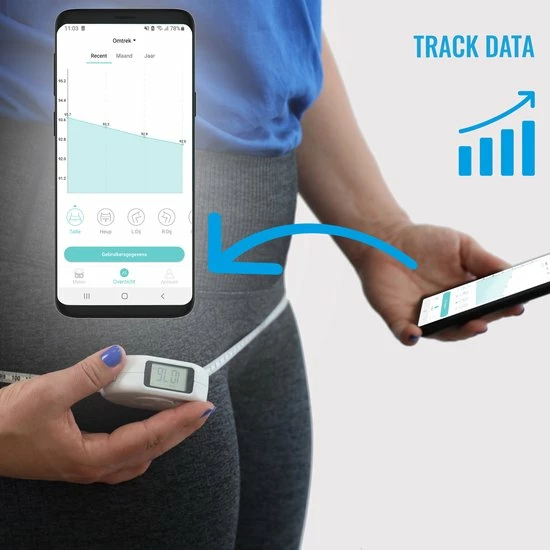 Silvergear Smart Lichaamsmeetlint Met App - Body Mass Tape - Automatische Omtrekmeter - Slim Meetlint Voor Meten Lichaam En Omvang - Stuur Resultaten Direct Door Naar App 4 Silvergear Smart Lichaamsmeetlint Met App - Body Mass Tape - Automatische Omtrekmeter - Slim Meetlint Voor Meten Lichaam En Omvang - Stuur Resultaten Direct Door Naar App - Afbeelding 2