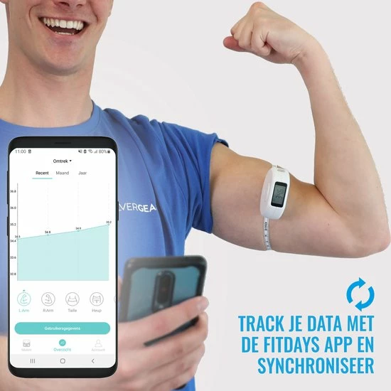Silvergear Smart Lichaamsmeetlint Met App - Body Mass Tape - Automatische Omtrekmeter - Slim Meetlint Voor Meten Lichaam En Omvang - Stuur Resultaten Direct Door Naar App 8 Silvergear Smart Lichaamsmeetlint Met App - Body Mass Tape - Automatische Omtrekmeter - Slim Meetlint Voor Meten Lichaam En Omvang - Stuur Resultaten Direct Door Naar App - Afbeelding 6